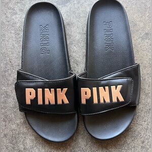 Victoria's Secret Pink Crossover‎ Strap Comfort Logo Slides size 10/11